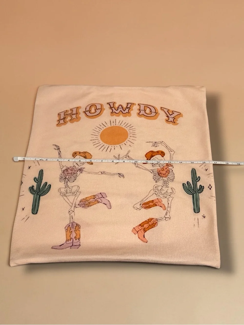 “Howdy” Western Sun Pillow Cover — Cream with Mustard & Orange